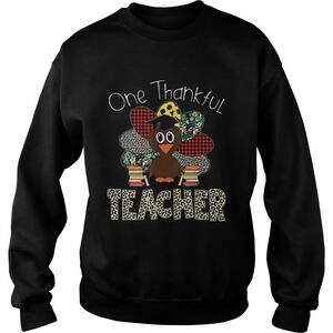 One Thankful Teacher Turkey Leopard Thanksgiving Sweatshirt